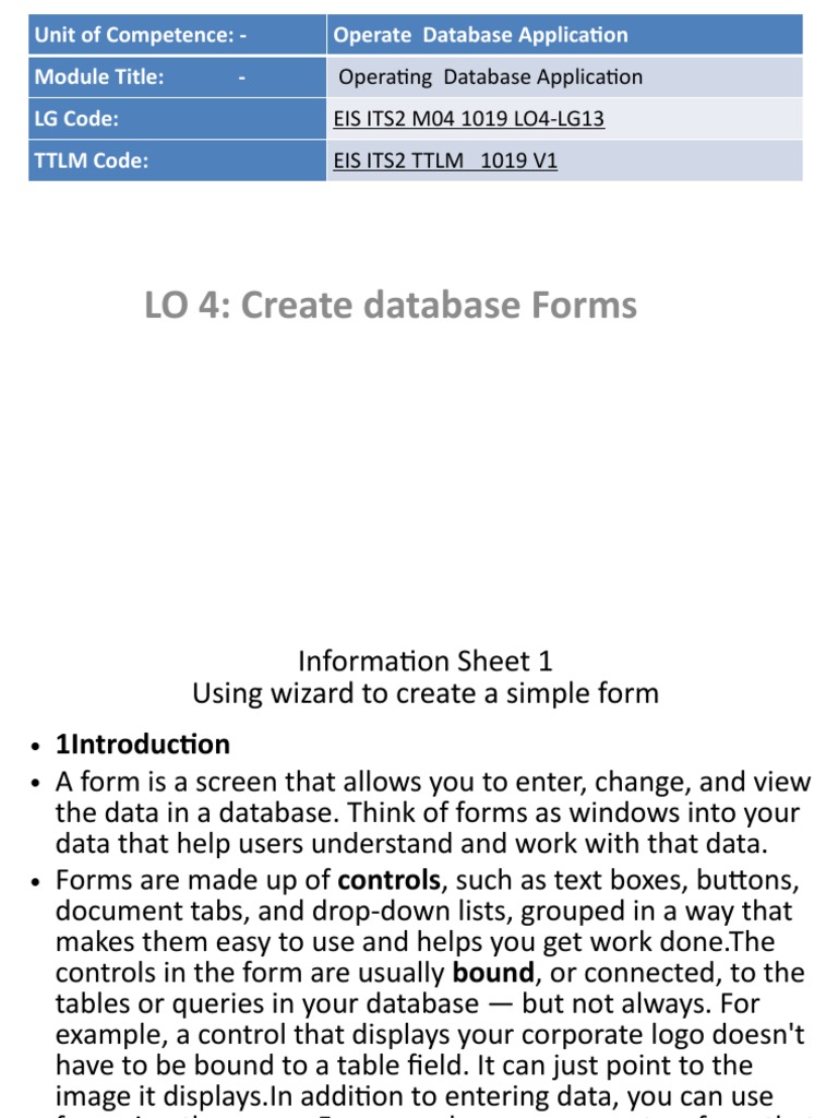 Create database forms using wizards | PDF | Databases | Information Age