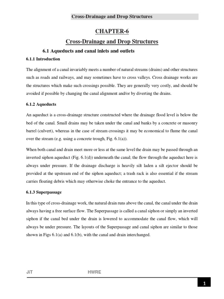 Handout - HS-II, CH-6 (Cross Drainage & Drop Structures) | PDF ...