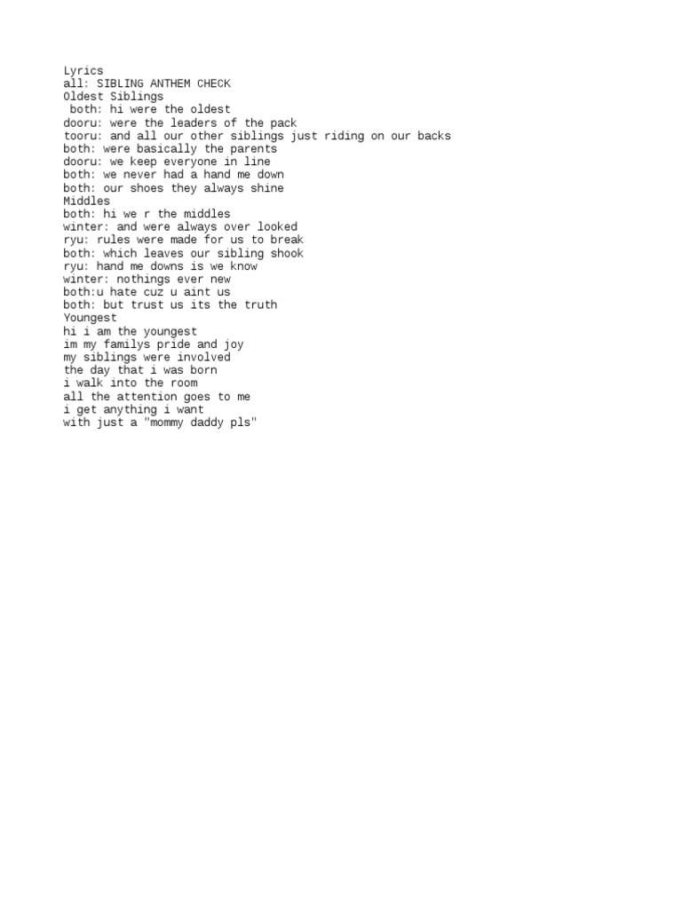 Image Result For The Skorys Sibling Anthem Check Lyrics Tiktok