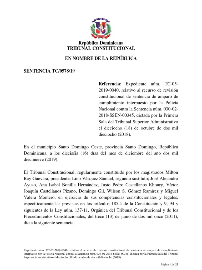 TC 0578 19 TC 05 2019 0040 | PDF | Sentencia (ley) | Derecho Constitucional