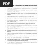 Shade T' If The Statement Is True and Shade F' If The Statement Is False in The True/false Answer Sheet Provided