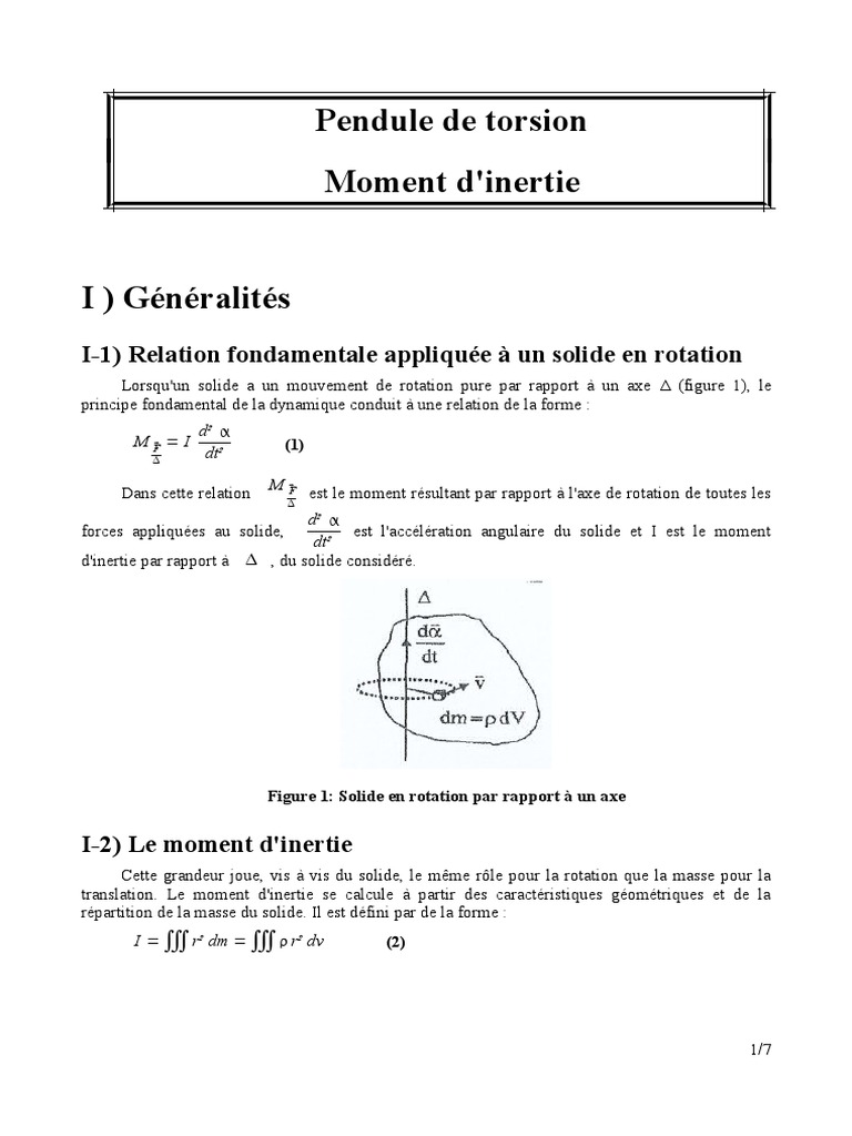 Pendule De Torsion Tp Physique Conclusion – TTENE