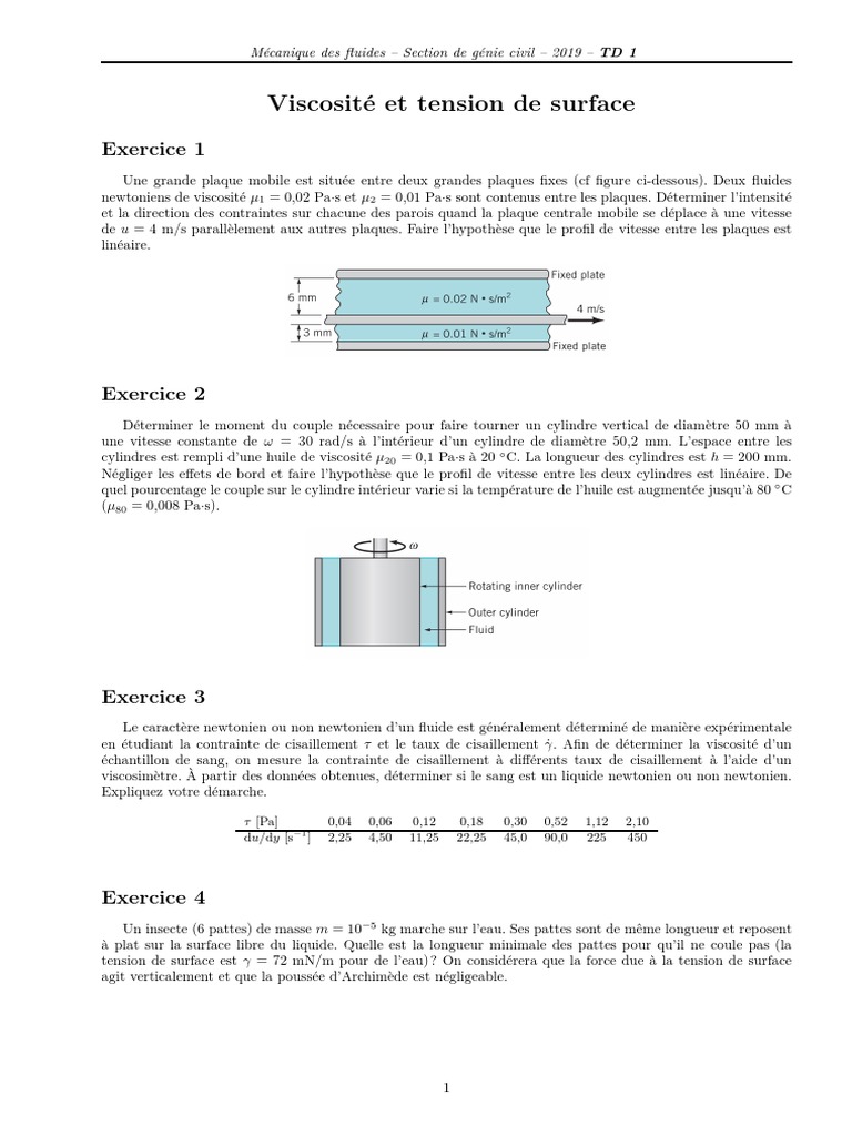 On Considère Le Schéma D une Centrale Hydroélectrique Exercice Exercices Mecanique | PDF | Contrainte de cisaillement | Traînée