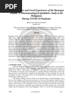 The Challenges and Lived Experiences of The Barangay Tanods A Phenomenological Qualitative Study in The Philippines During COVID 19 Pandemic