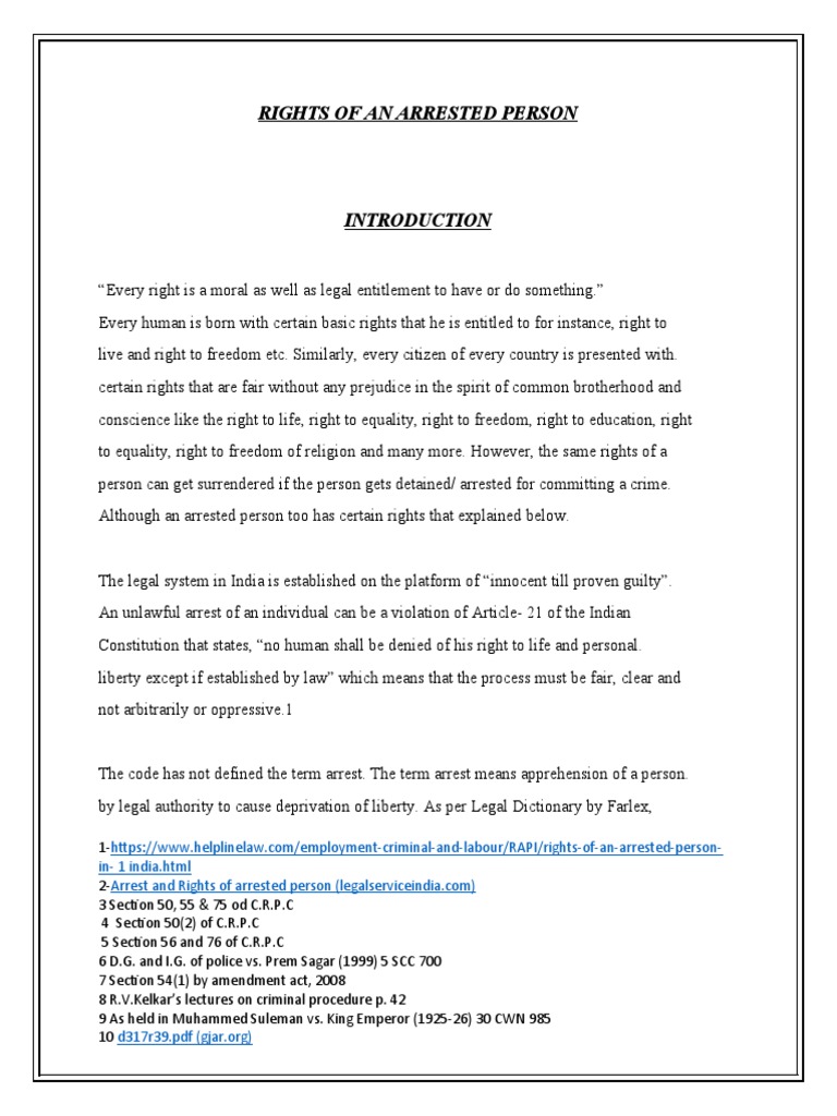 Rights of An Arrested Person | PDF | Arrest | Bail
