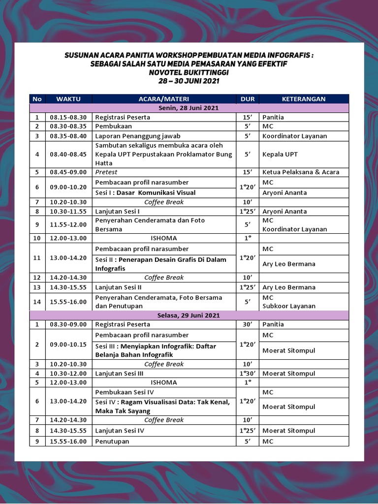 Rundown Panitia Infografis | PDF