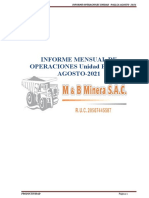 Informe Mensual de Operaciones M&B Agosto-2021