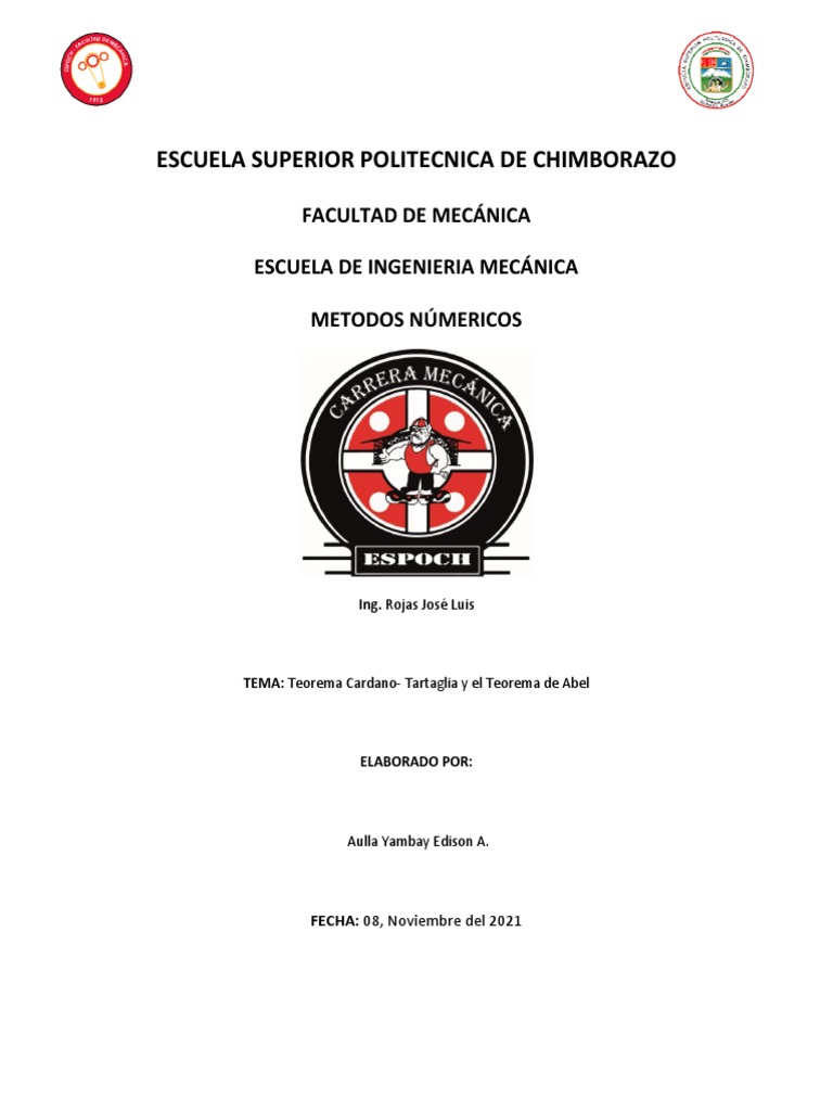 Teoremas de Cardano y Abel en Matemáticas | PDF | Ecuaciones | Análisis  matemático