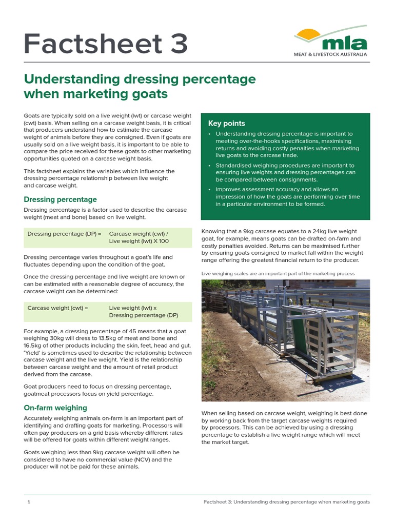Factsheet 3 Understanding Dressing Percentage When Marketing Goats