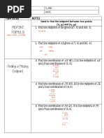 1.3 NOTES Midpoint & Partitioning Line Segment NUMBER LINE ONLY Notes