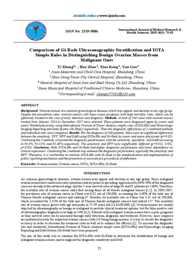Comparison of Girads Ultrasonographic Stratification and Iota Simple ...