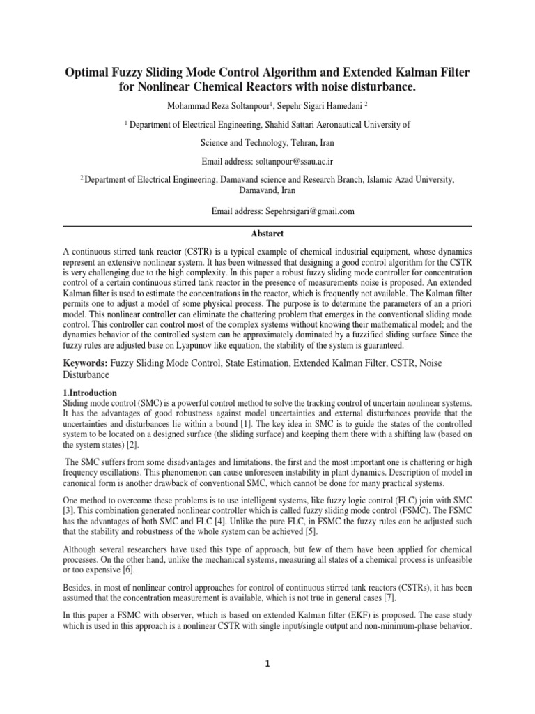 Fuzzy Sliding Mode Control for CSTR | PDF | Control Theory | Mathematics
