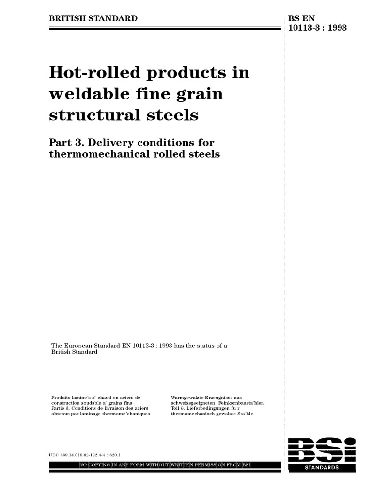 EN 10113-3: Delivery Conditions for Steel | PDF | Engineering Tolerance