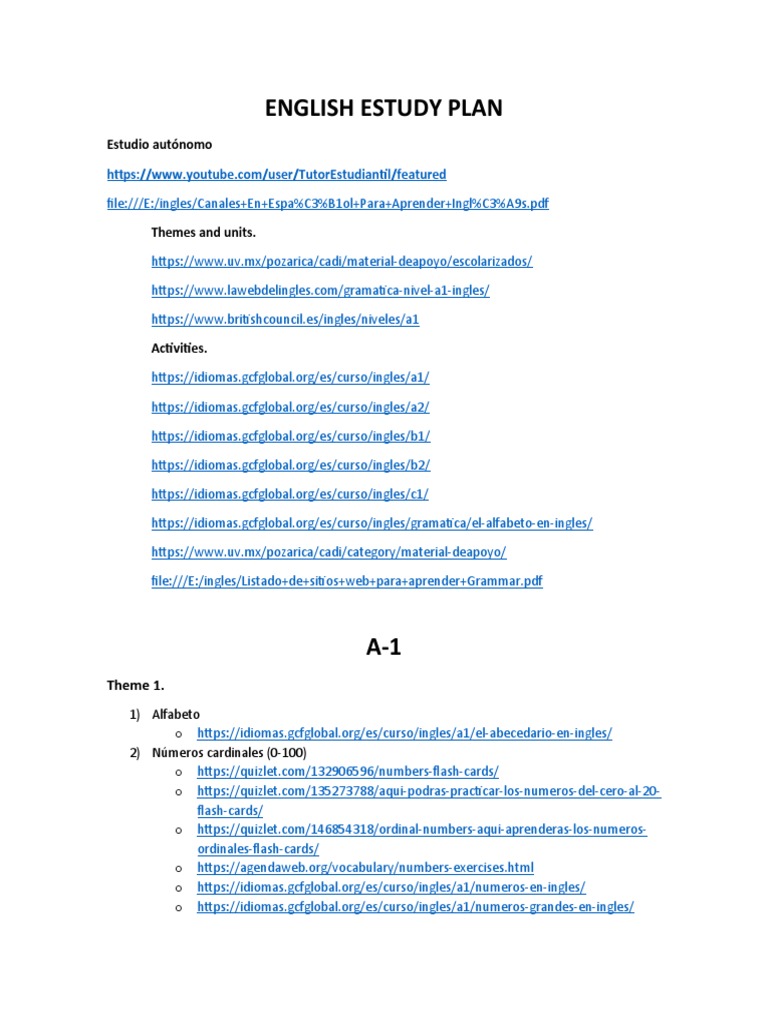 Comprehensive English Study Plan | PDF | Semantic Units | Semantics