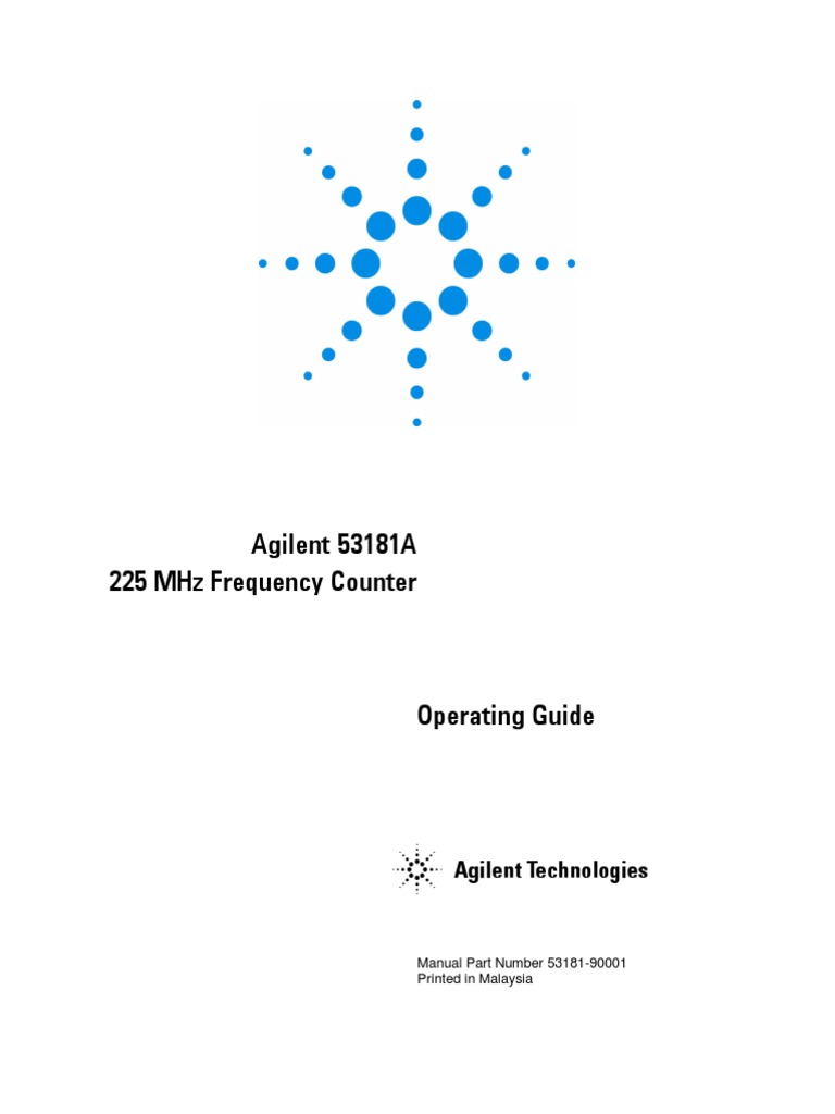 Agilent 53181A 225 MHZ Frequency Counter Manual Part Number 53181