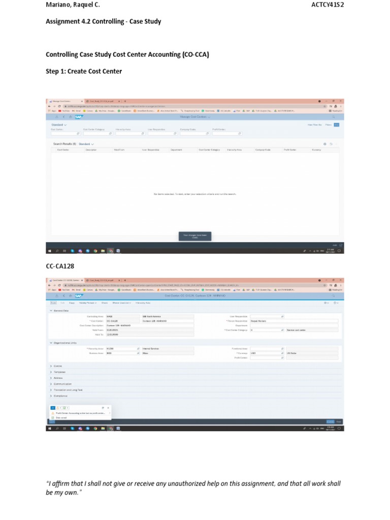 Assignment 4 2 Controlling Case Study Pdf Cost Business