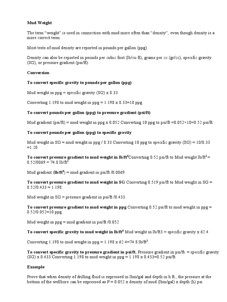 Mud Weight PDF Casing (Borehole) Oil Well