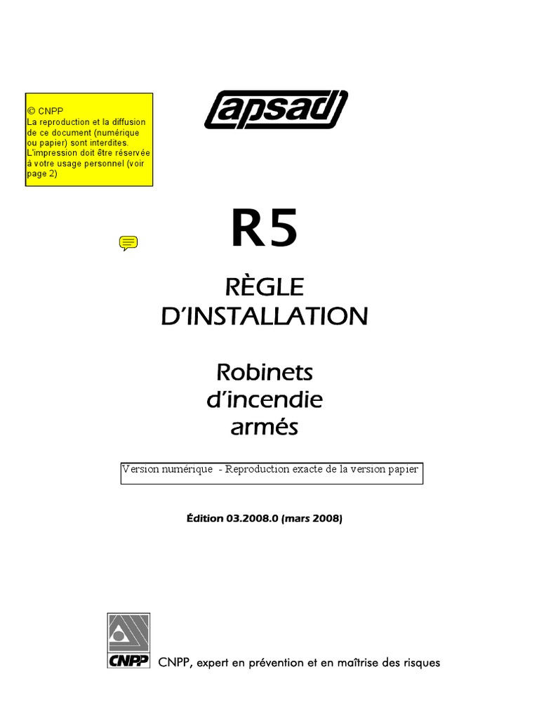 Regle Dinstalation Ria | PDF | Extincteur automatique à eau | Robinet ...