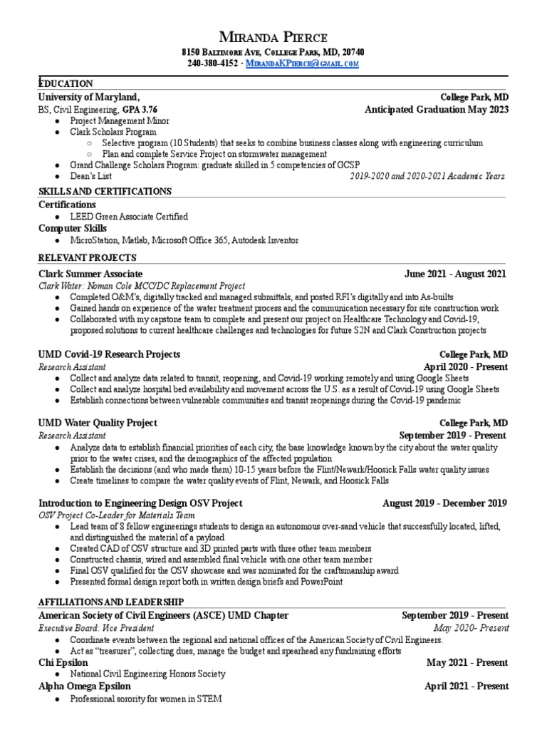 Miranda Pierce - Resume | PDF | Science And Technology