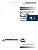 Specification For Filler Metal Standard Sizes, Packaging, and Physical Attributes