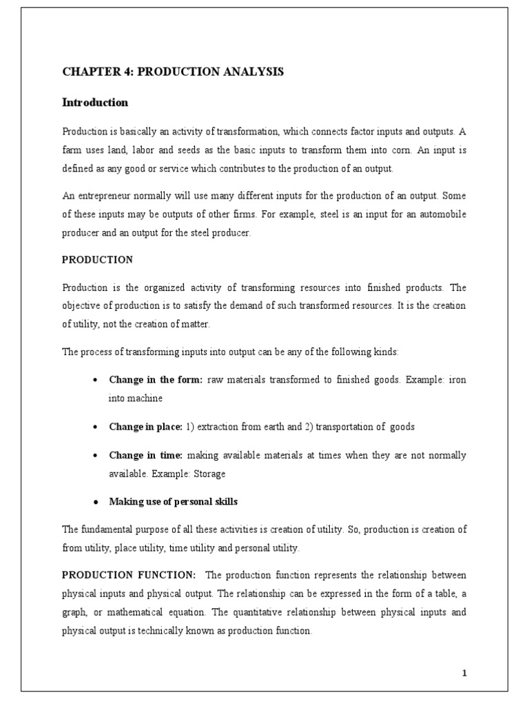 Production Analysis and Functions Explained | PDF | Average Cost ...