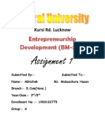 Entrepreneurship Development (BM-302) : Assignment 1
