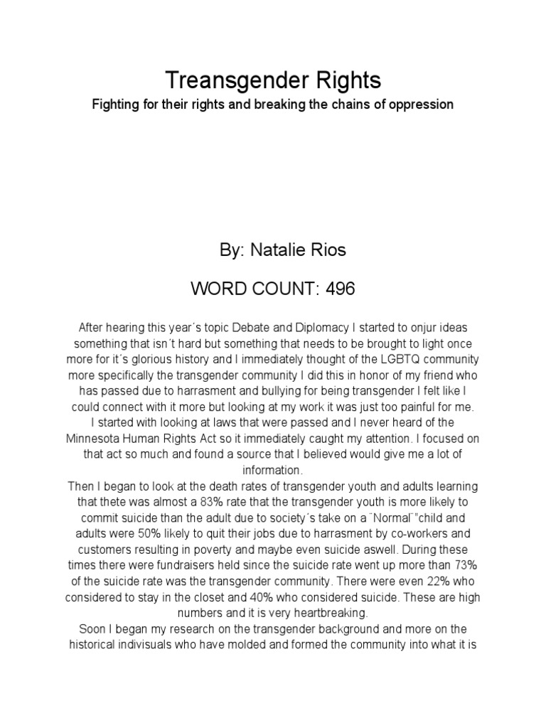 Process Paper NHD - Natalie Rios | PDF | Transgender | LGBTQIA+ Studies
