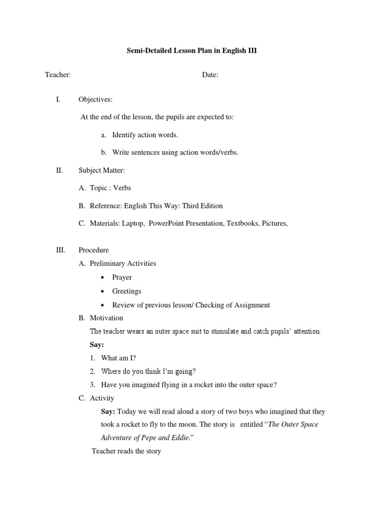 Exemplar Lesson Plan Pdf