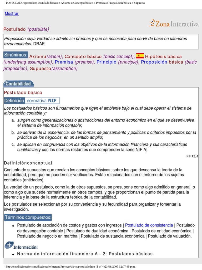 Definición y Concepto de Postulado | PDF | Teoría | Verdad
