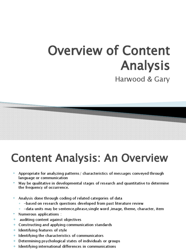 Overview of Content Analysis: Harwood & Gary | PDF | Analysis ...