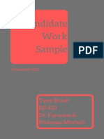 Candidate Work Sample: Tyler Brock ED 433 Dr. Furuness & Professor Mitchell