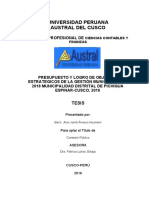 Tesis Presupuesto y Logro de Obejitivos Estrategicos de La Gesttion Municipal 2014-2018 Municipal