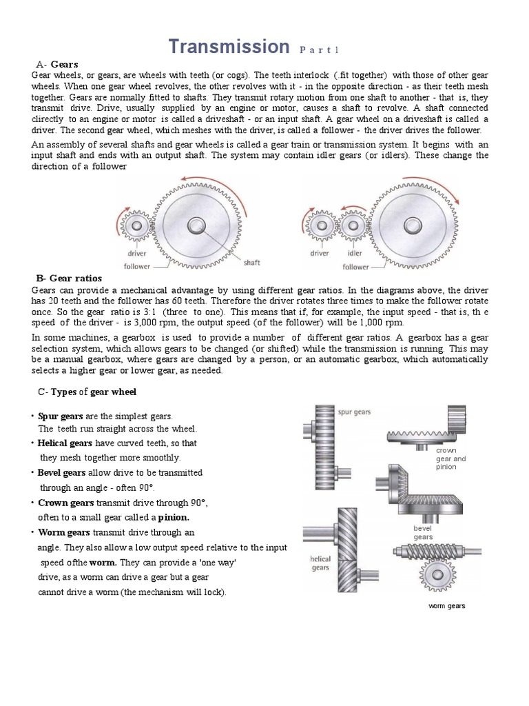 Transmission Word PDF Gear Transmission (Mechanics)