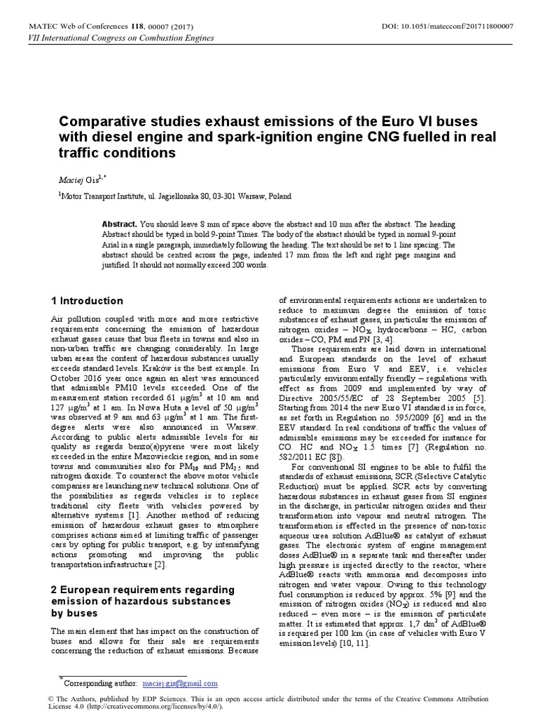 Comparative Studies Exhaust Emissions of The Euro PDF Exhaust Gas