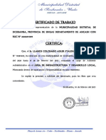Certificado laboral Sicsibamba