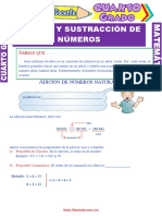 Suma y Resta de Números Naturales Para Cuarto Grado de Primaria