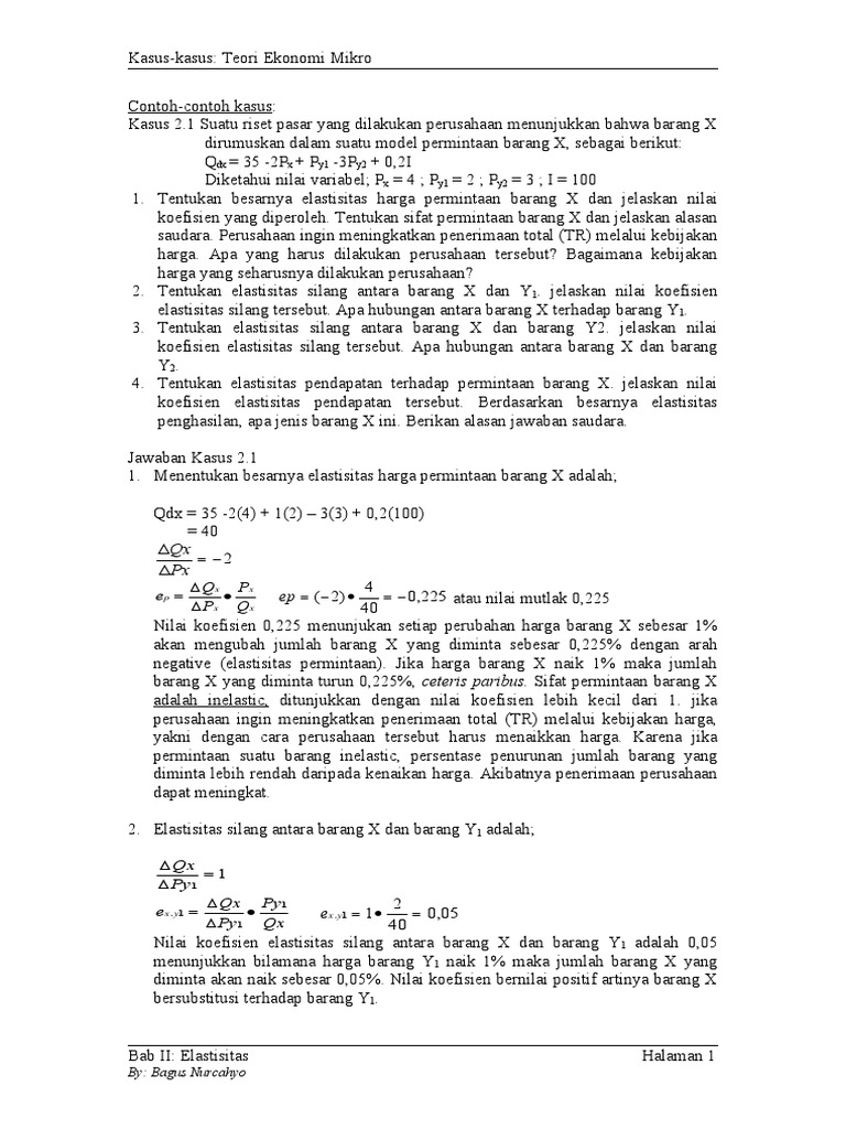 Contoh Soal Elastisitas Silang Dan Jawabannya - Contoh ...