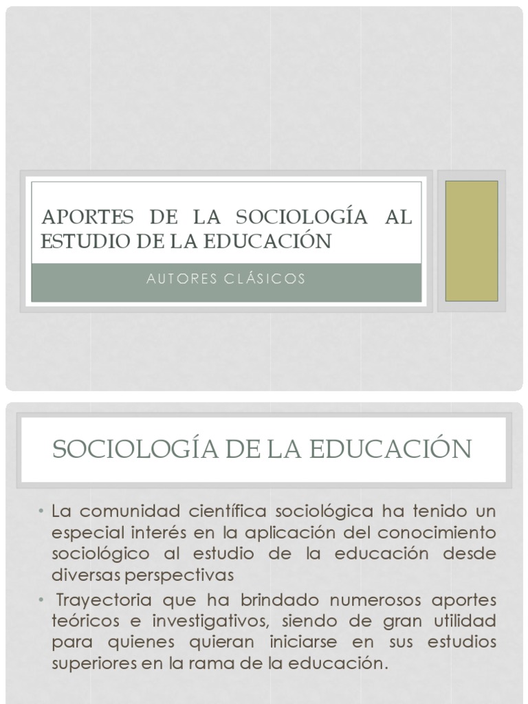 Aportes de la Sociología a la Educación | PDF | Sociología | Teoría