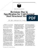 Revisions Due in Specification For Cold-Formed Steel Structural Members