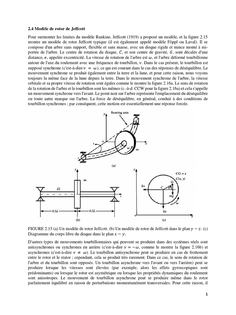 Modèle de rotor Jeffcott et vibrations | PDF | Rotation | Équations
