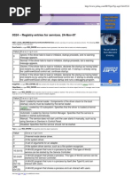 Registry Entries For Services.