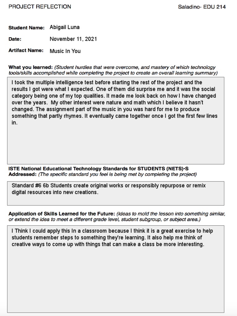 Reflection Template-6 | PDF