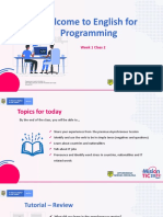 Welcome To English For Programming: Week 1 Class 2