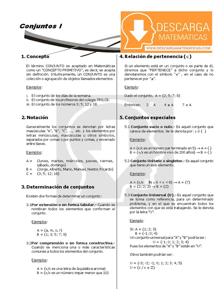 19 Descargar Ficha de Conjuntos Cuarto de Secundaria | PDF