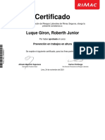 Constancia - Prevención en Trabajos en Altura - Luque Giron