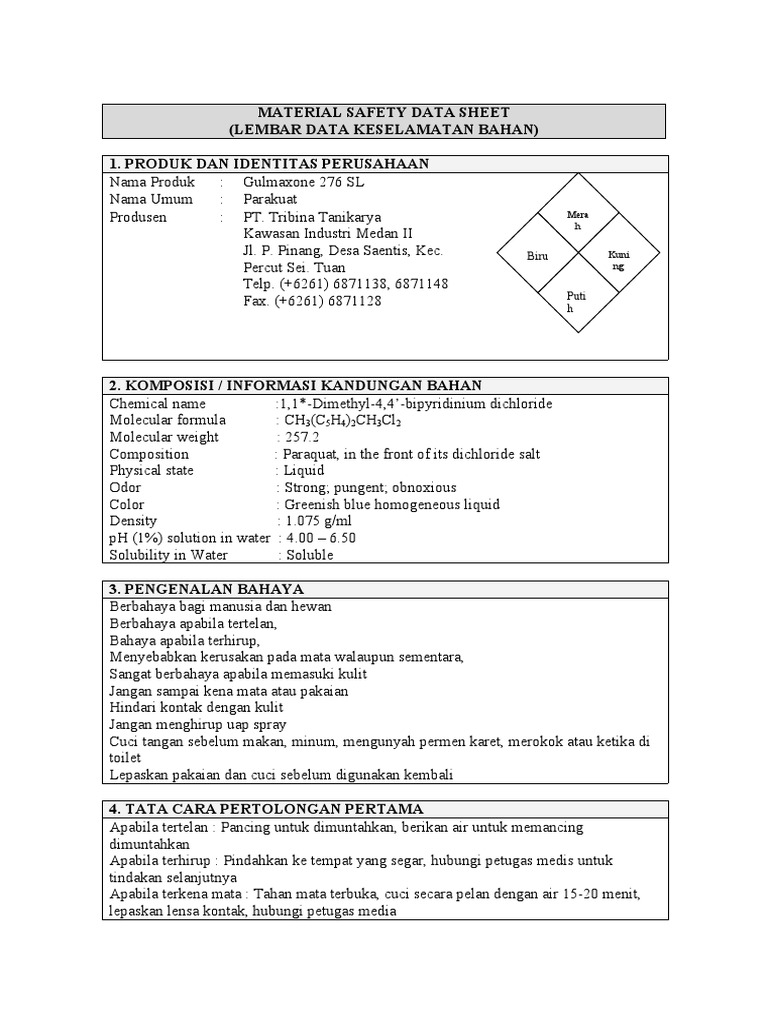 MSDS Gulmaxone 276 SL New Form | PDF