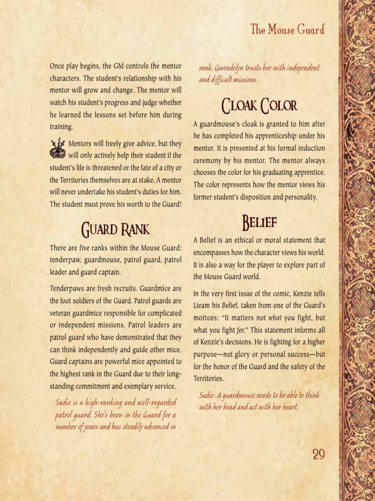 Mouse Guard RPG Guide | PDF | Mentorship