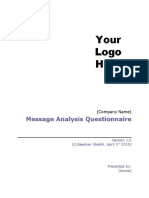 Message Analysis Questionnaire: (Company Name)