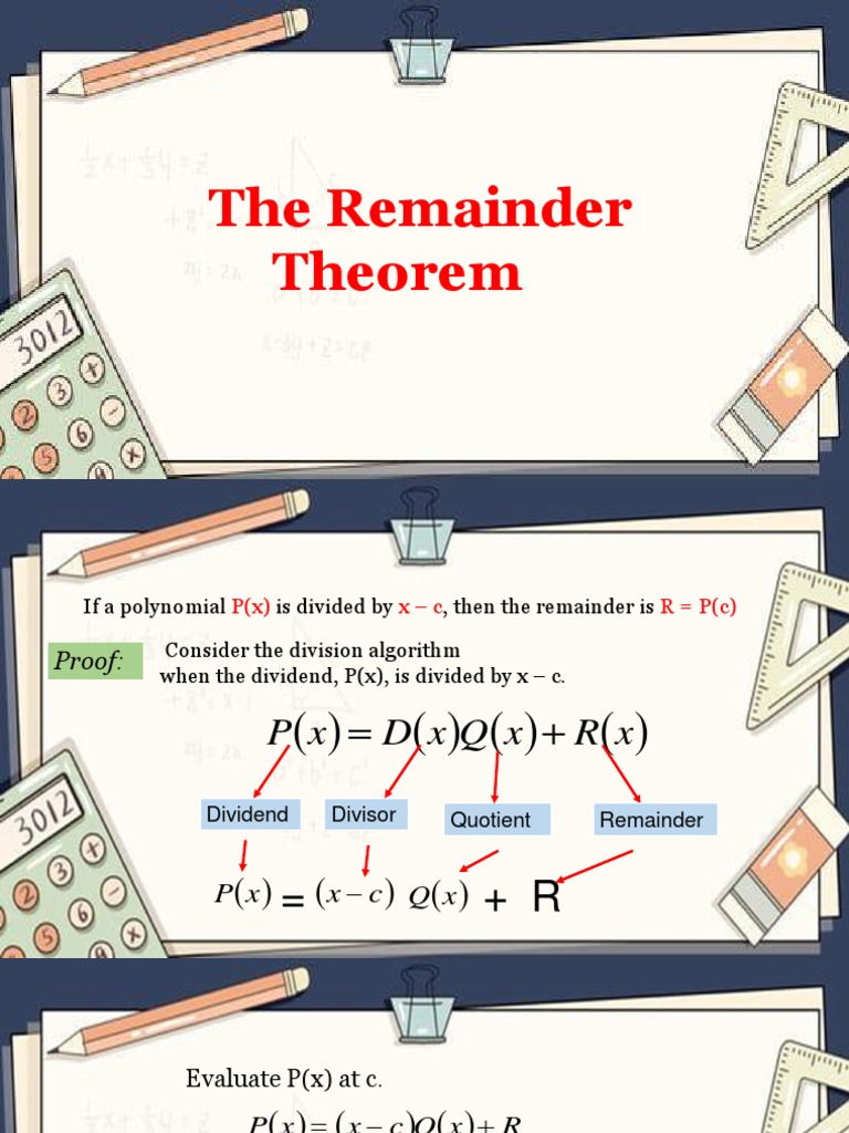 Understanding the Remainder Theorem | PDF | Division (Mathematics ...