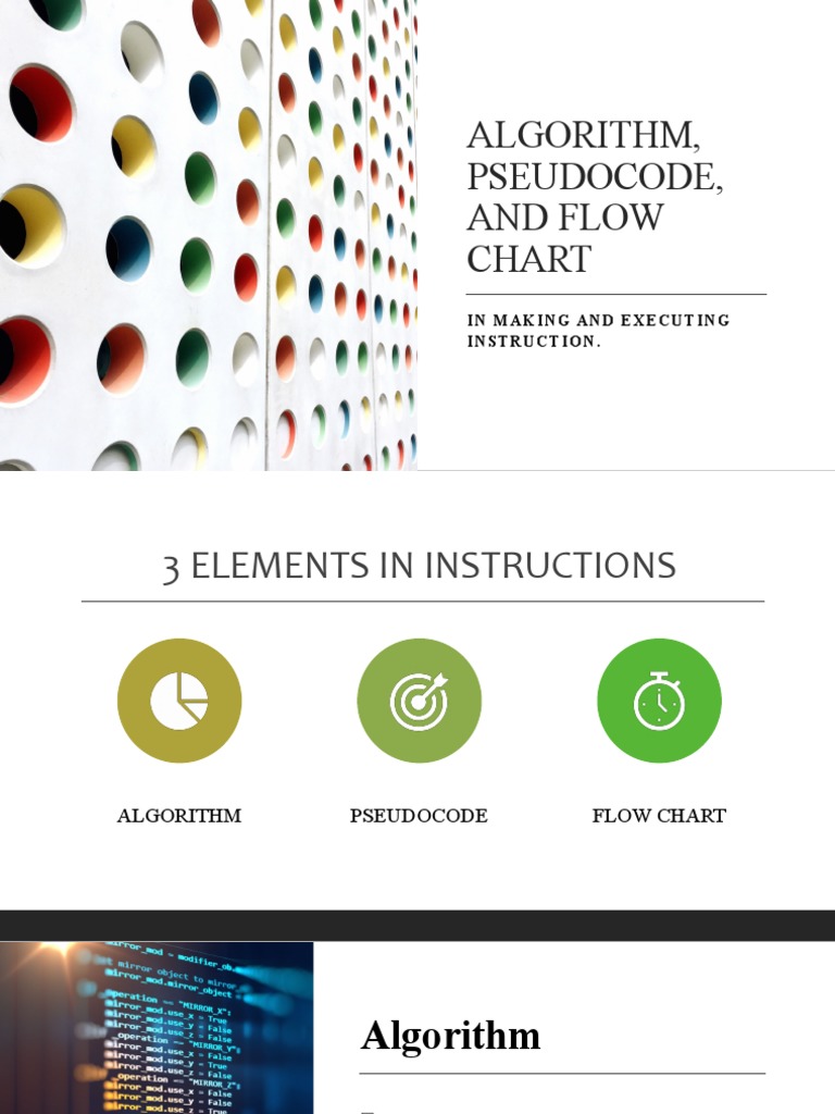 Algorithm, Pseudocode, and Flow Chart Inmaking and Executing Inst Ruct Io N PDF